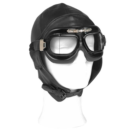 Bőr Pilóta Fejvédő, Fekete