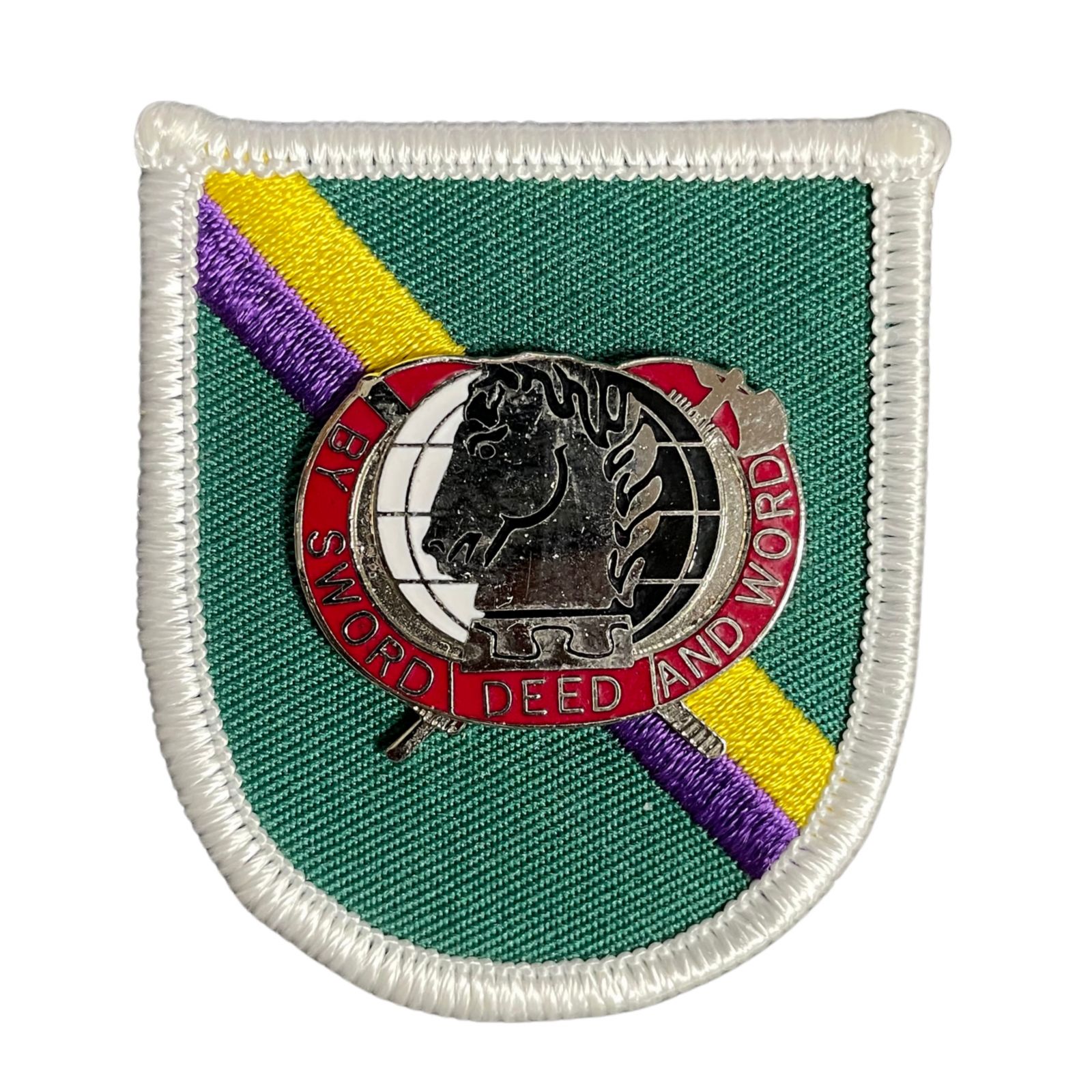 US Army amerikai Civil Affairs & Psychological Operations (CA & PSYOP) barett felvarró (flash) és fémjelvény (DUI) készlet