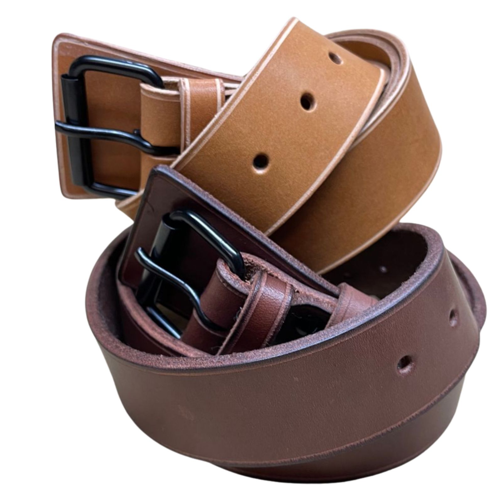 Magyar katonai 65M legénységi bőr derékszíj, antikolt