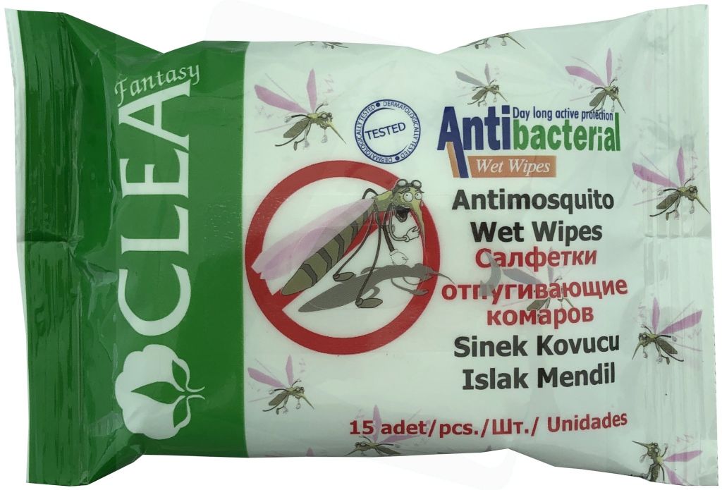 Aquella Clea Antibakteriális Antimosquito Nedves Törlőkendő / 15db