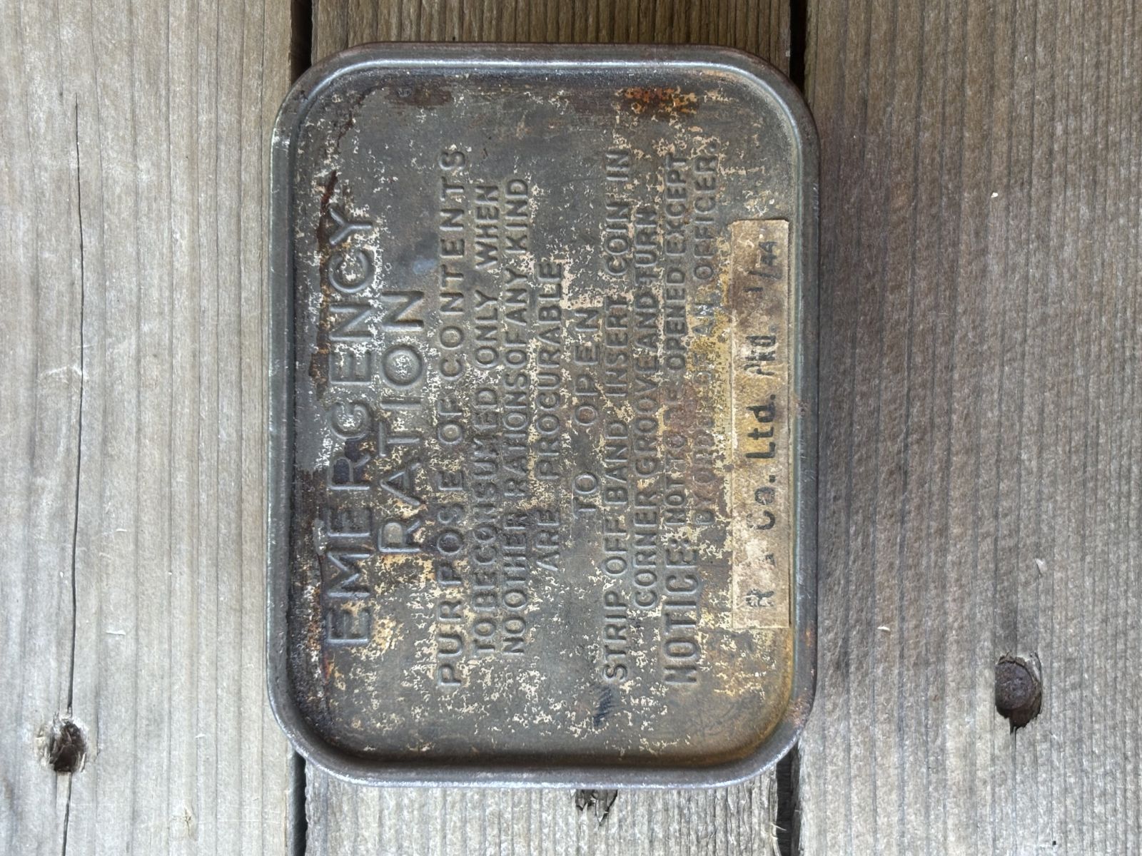 WW2 / Brit Emergency Ration Tin
